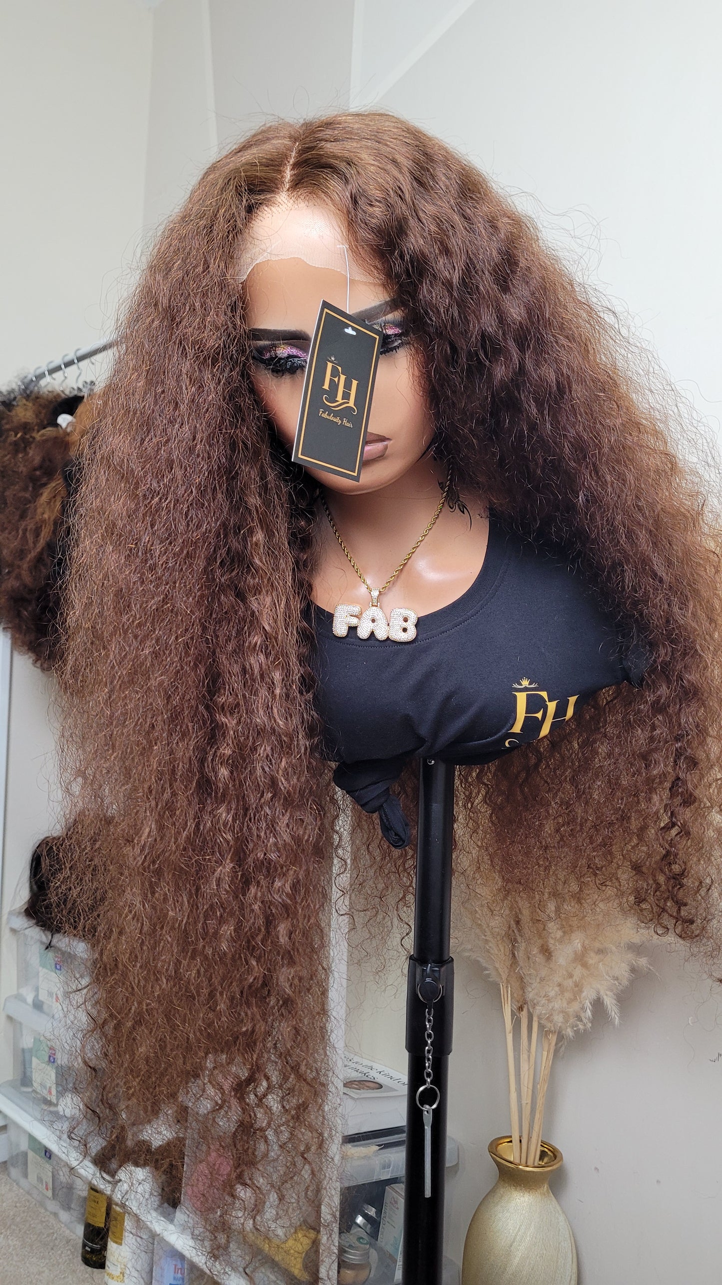 Mocha Crown Water Curl Wig