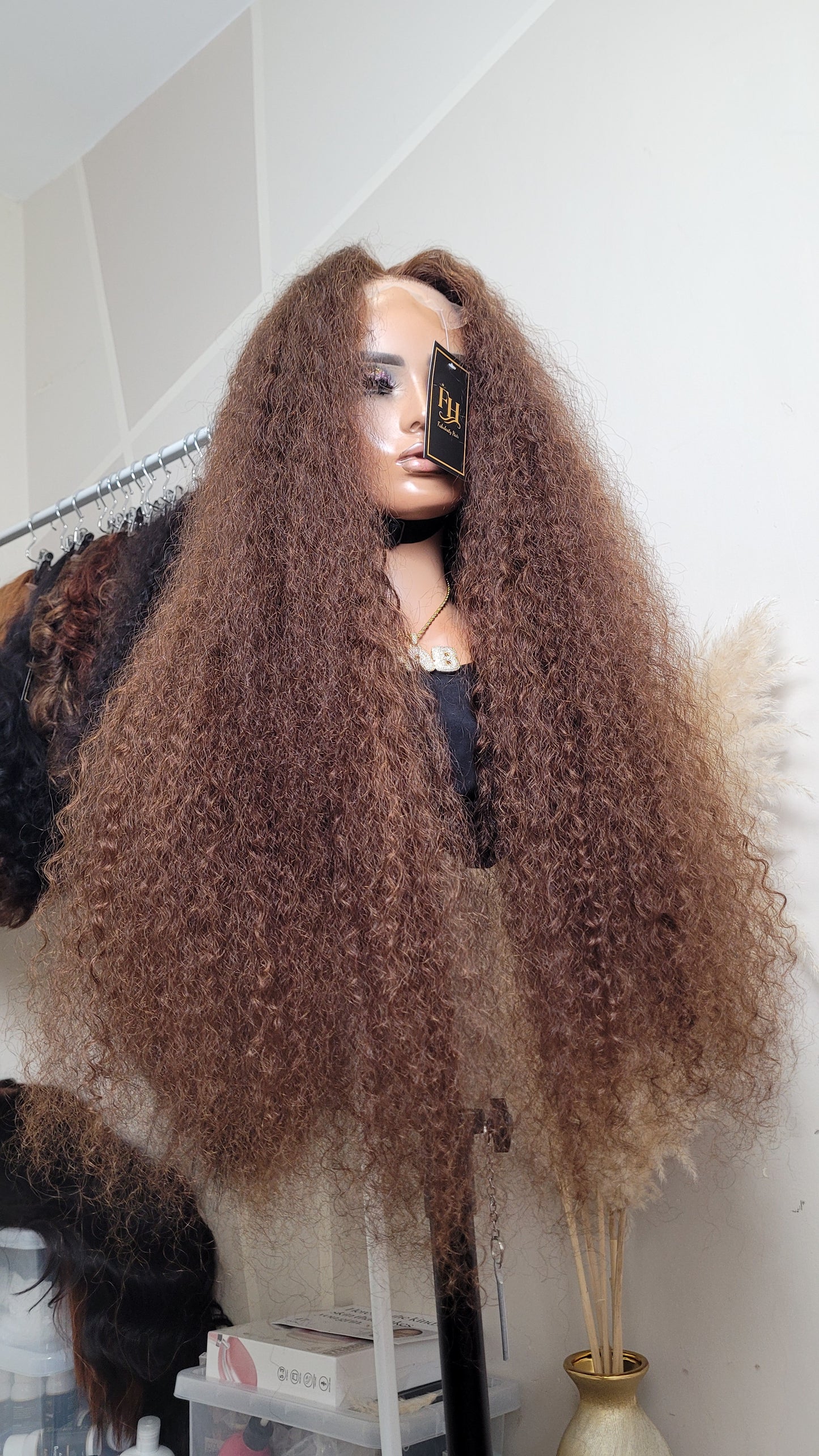 Mocha Crown Water Curl Wig